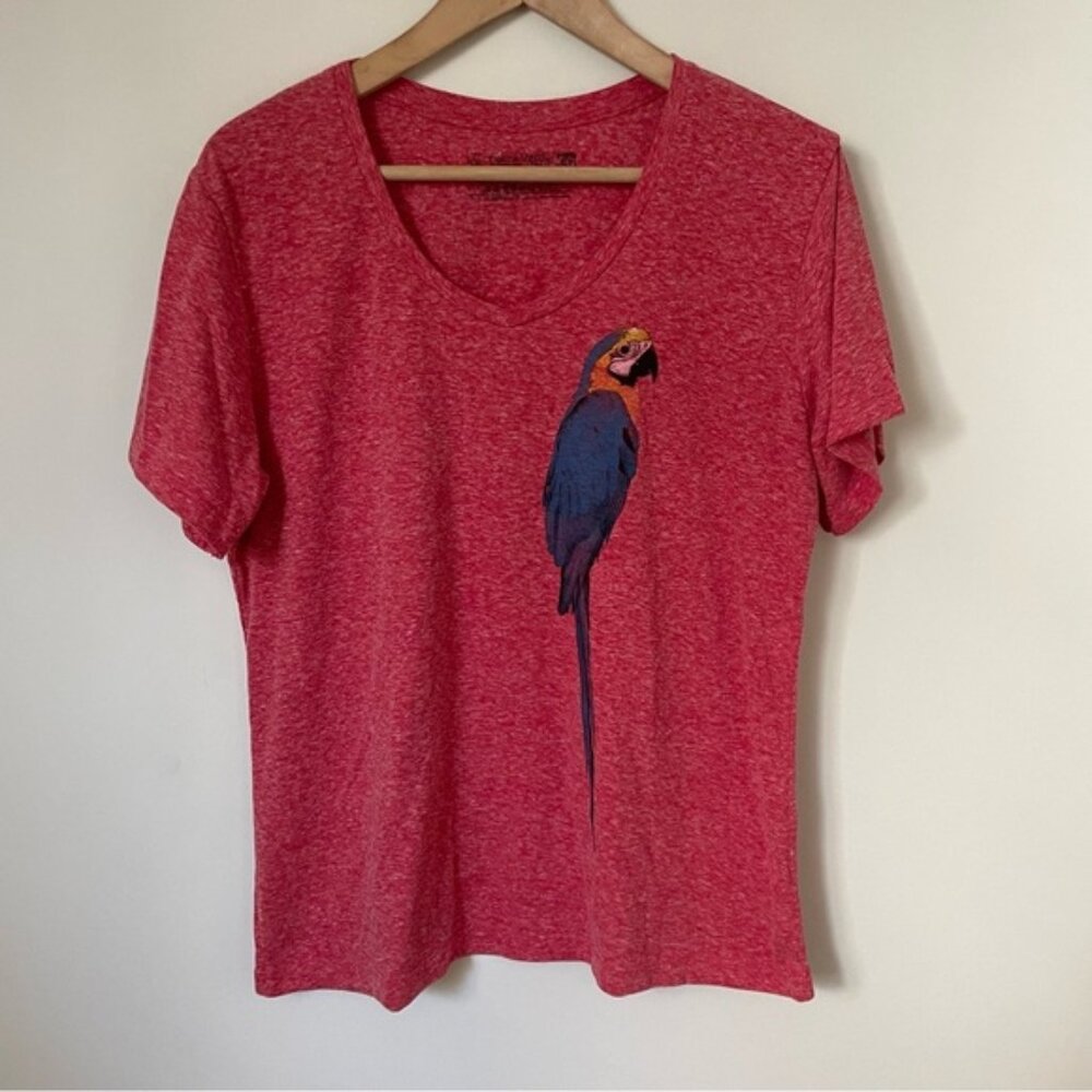 Cobra Verde Parrot Printed V Neck T Shirt Red Size XL